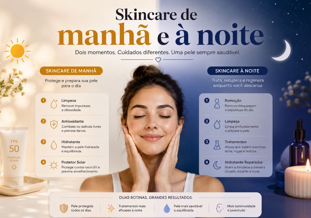 Skincare de Manhã e à Noite: Qual a Diferença?